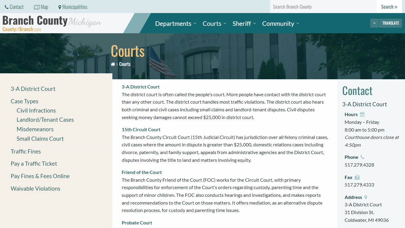 Courts – Branch County, Michigan