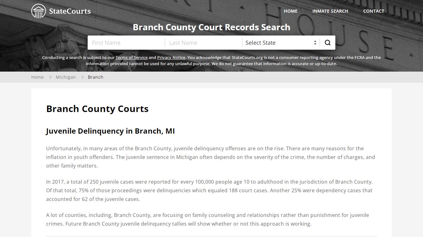 Branch County, MI Courts - Records & Cases - StateCourts